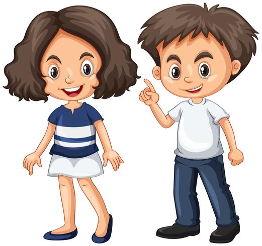 Cute boy and girl with happy face vector