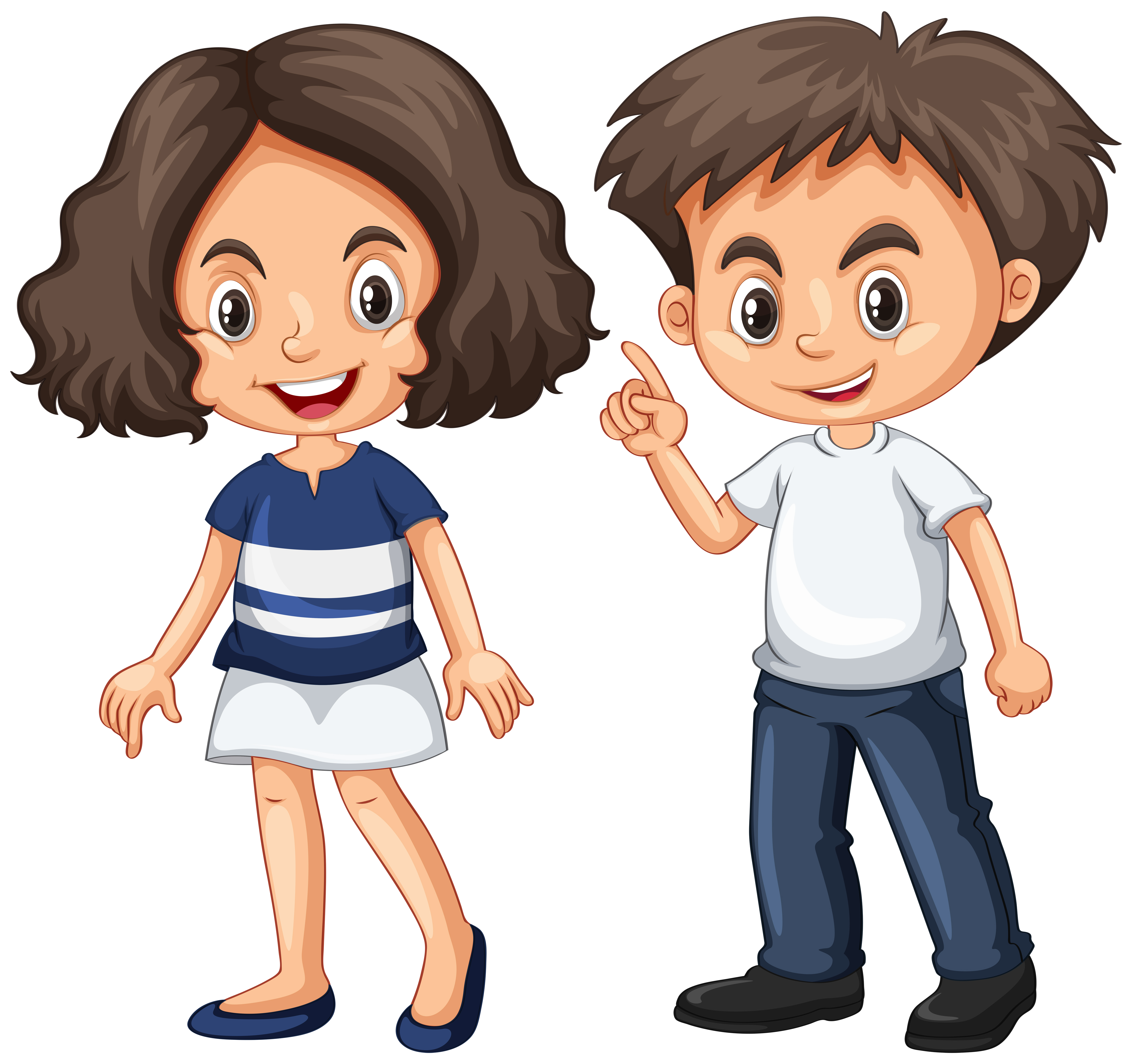 Cute boy and girl with happy face 607718 Vector Art at Vecteezy