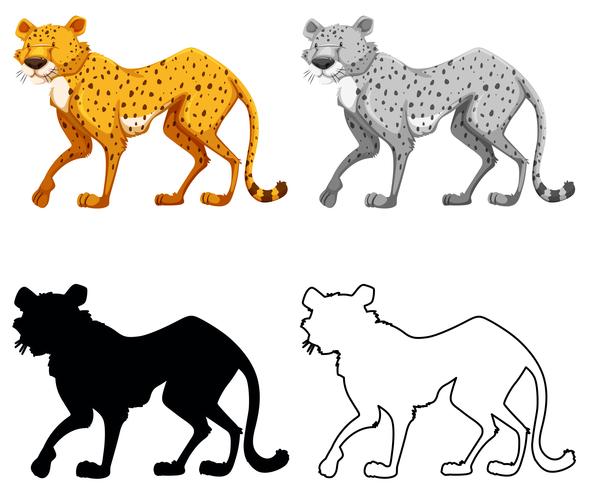 Set of cheetah charcter vector