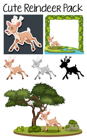 A pack of cute deer vector