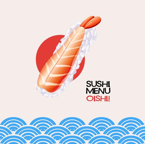 Menú de sushi en cartel. vector