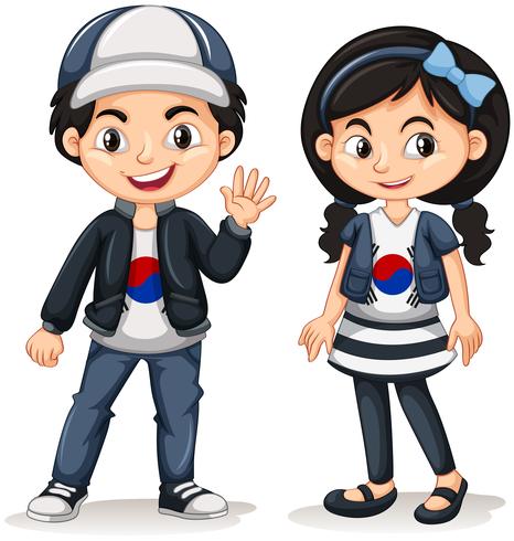 South Korean boy and girl  vector