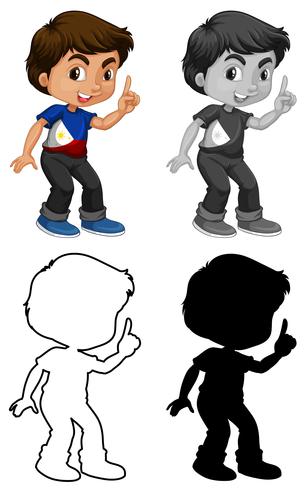 Conjunto de niño filipino vector