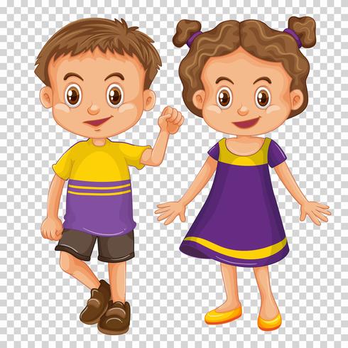 Lindos niños sobre fondo transparente vector