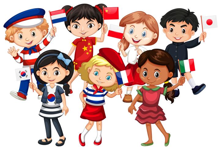 Children come from different countries vector