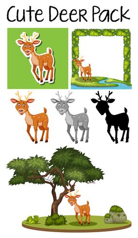 A pack of cute deer vector