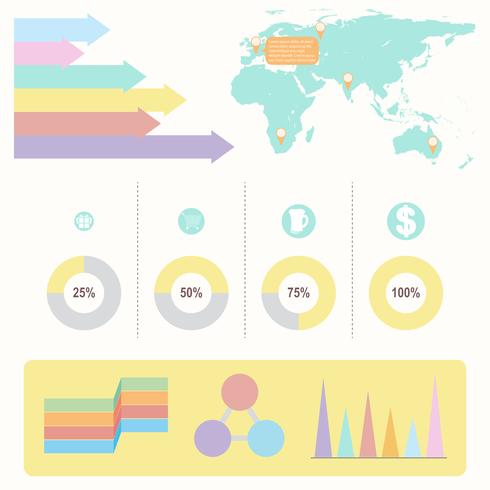 An infochart with colourful graphs vector