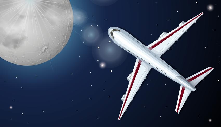 Airplane flying at night vector