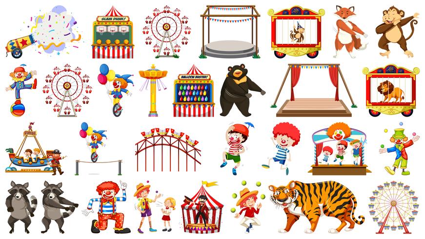 Set of circus element vector