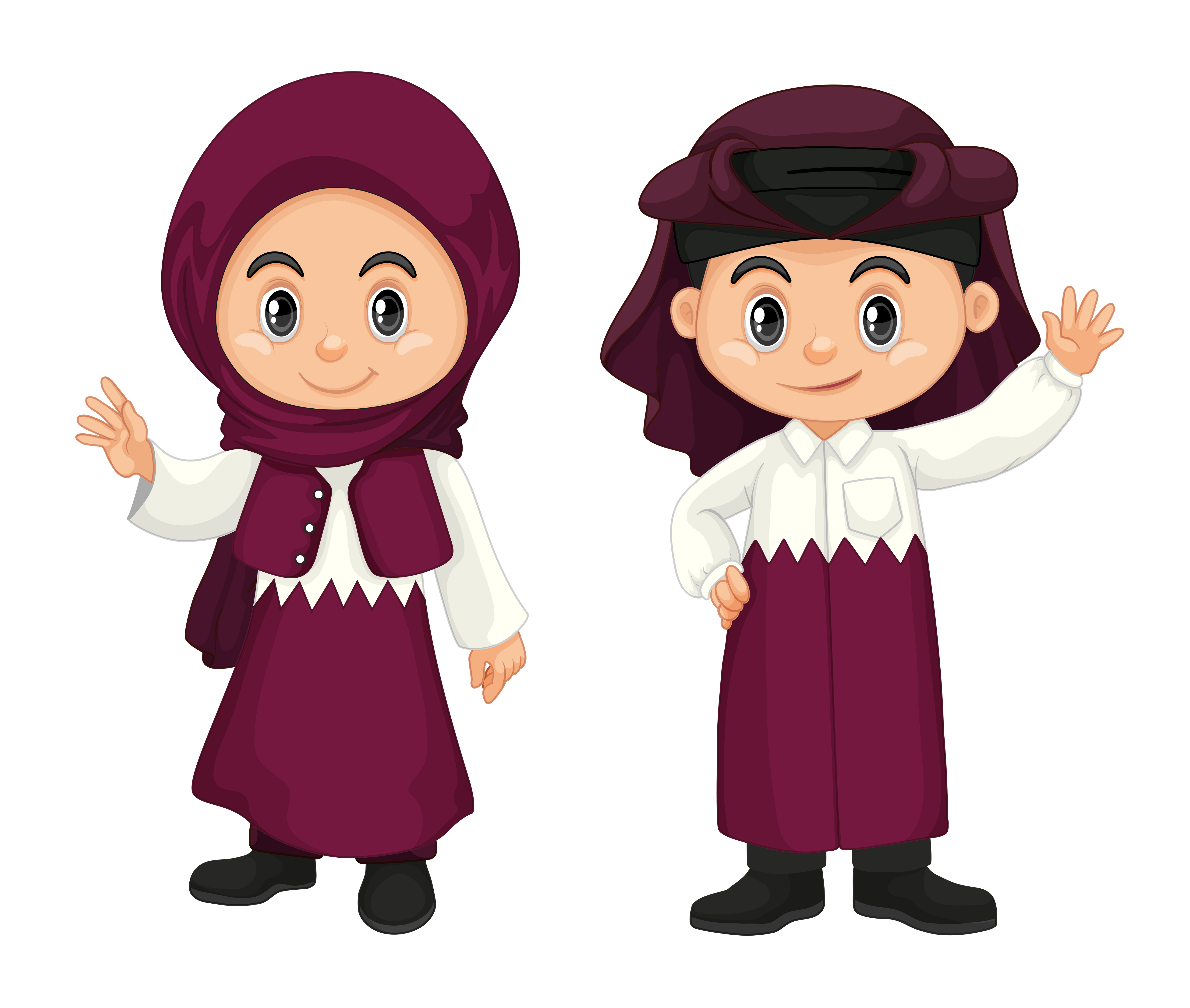 Children from Qatar in purple costume 607863 Vector Art at Vecteezy