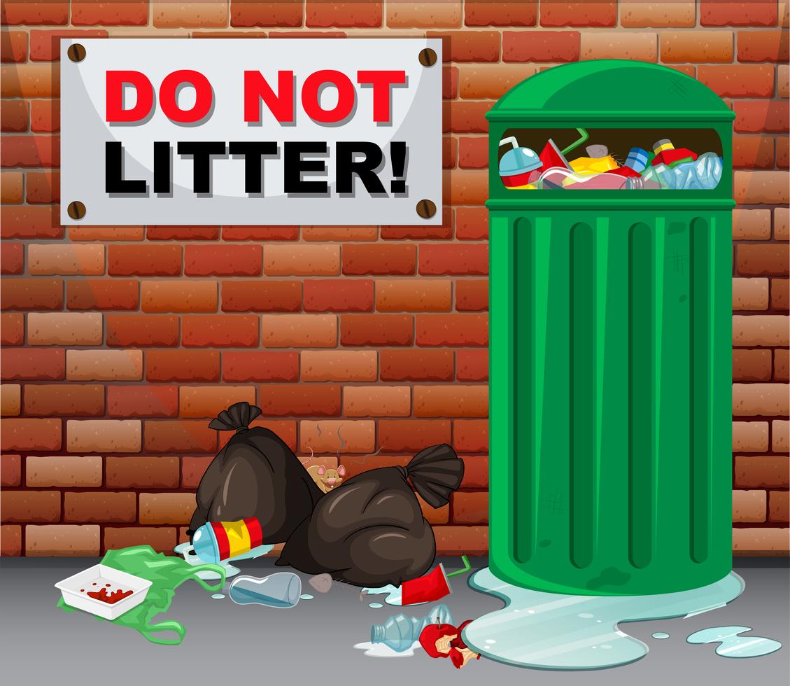 Do Not Litter Sign With Lots Of Trash Underneath 607864 Vector Art At