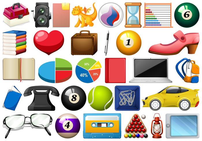 Large set of different objects vector