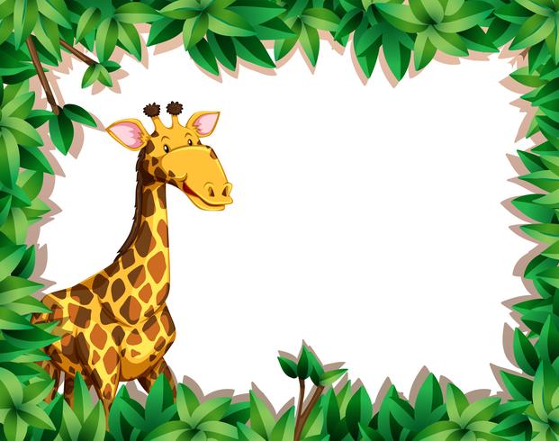 Giraffe in leaf background vector