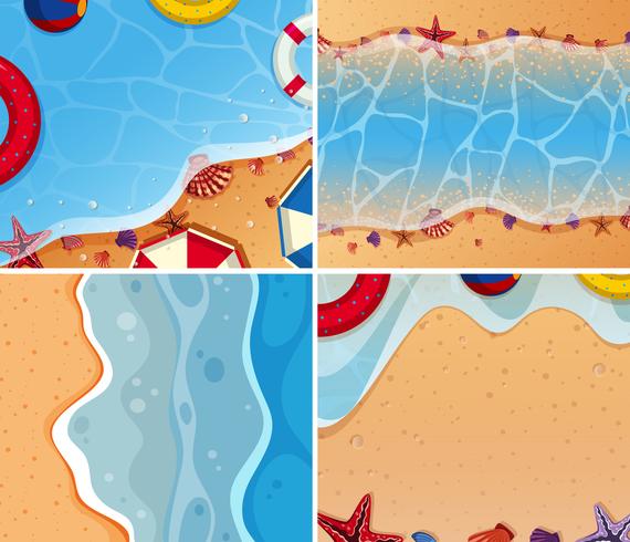 Un conjunto de playa y mar. vector