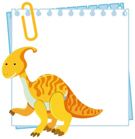 A dinosaur on note template vector