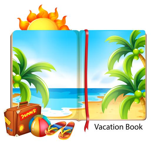 Vacation on the beach theme in the book vector