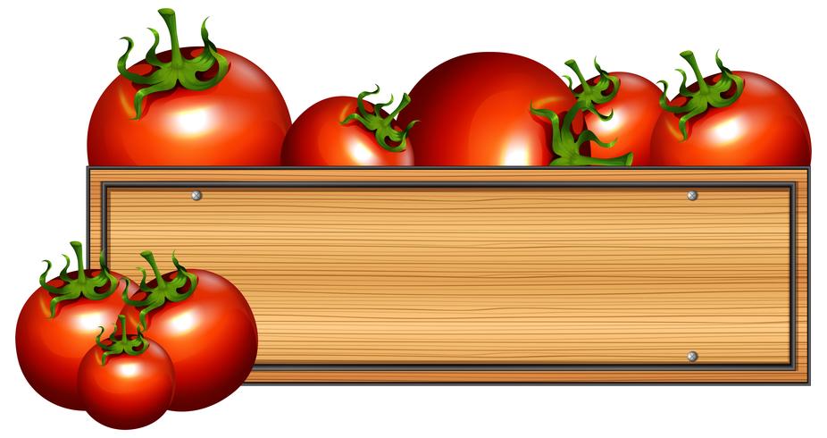 Wooden board with fresh tomatoes vector