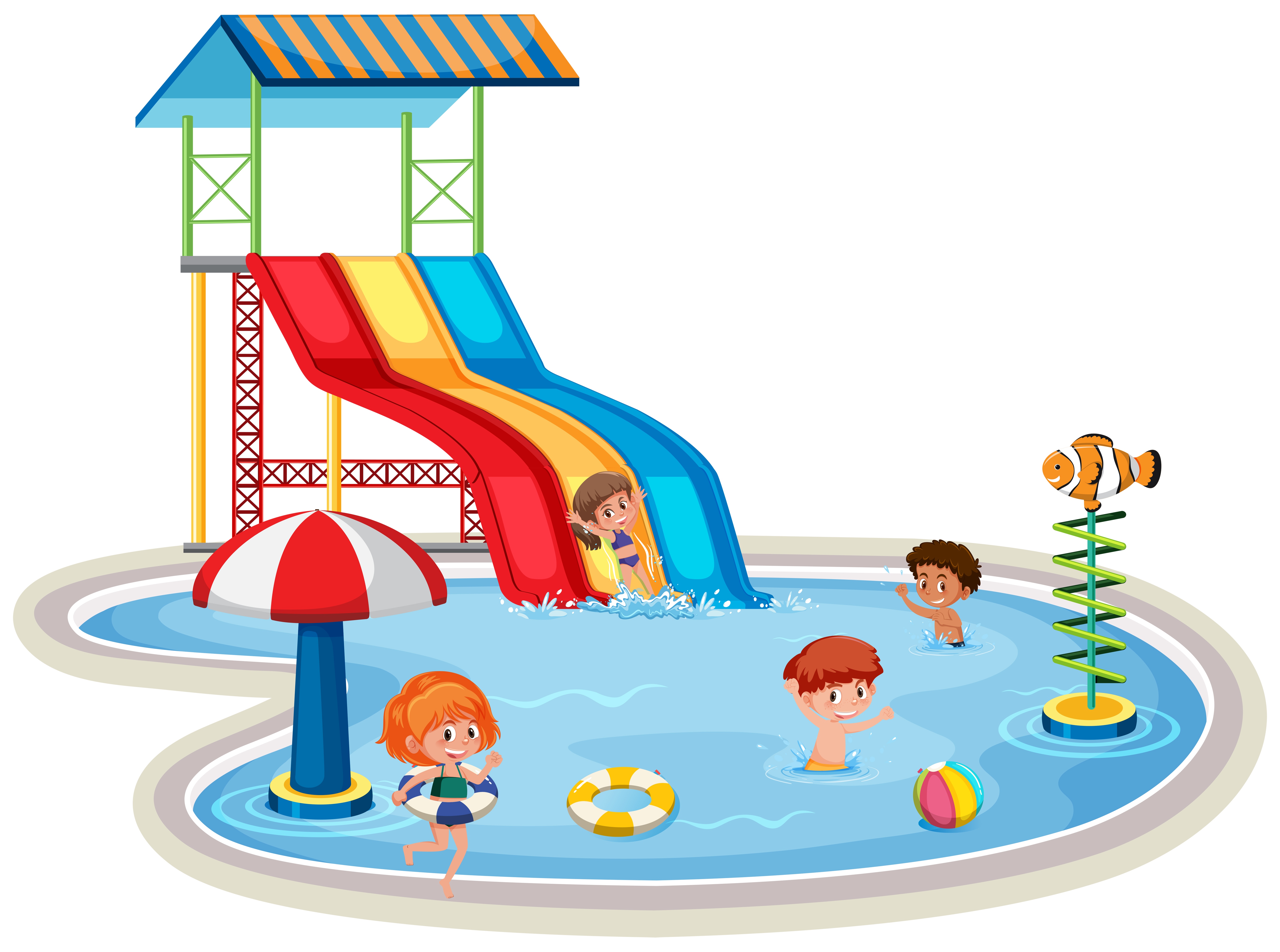 Children at isolated water park 608008 Vector Art at Vecteezy