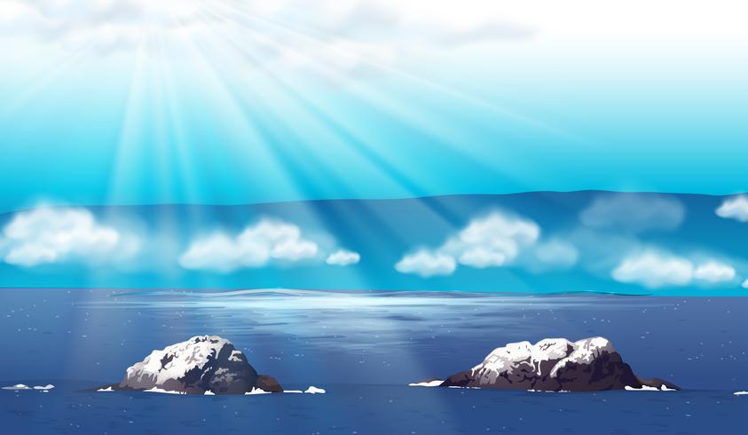 Nature scene with ocean at daytime vector