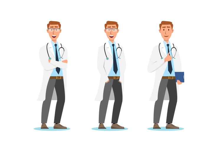 Set of doctor cartoon characters. Medical staff team concept vector