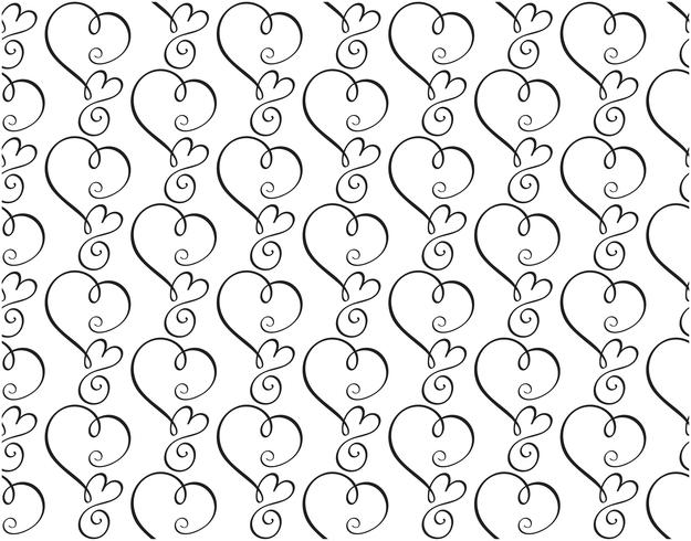 Seamless vector pattern with calligraphic hearts. Ornament for Valentine's day. Hand drawn illustration. Isolated brush strokes