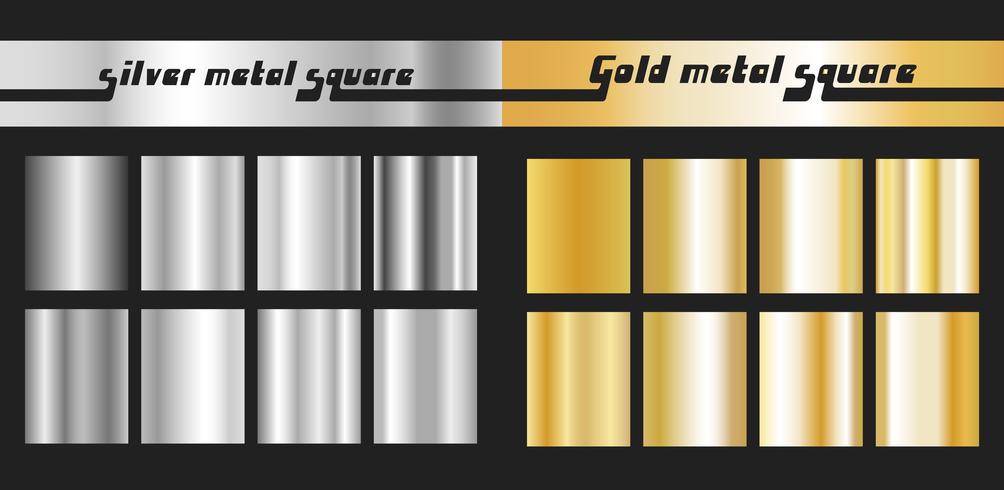 Set gold silver square vector