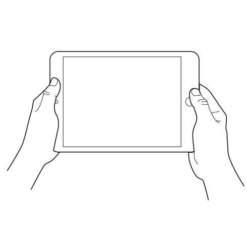 Hand holding a tablet touch devices.  vector