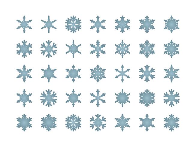 Conjunto aislado de copos de nieve vector