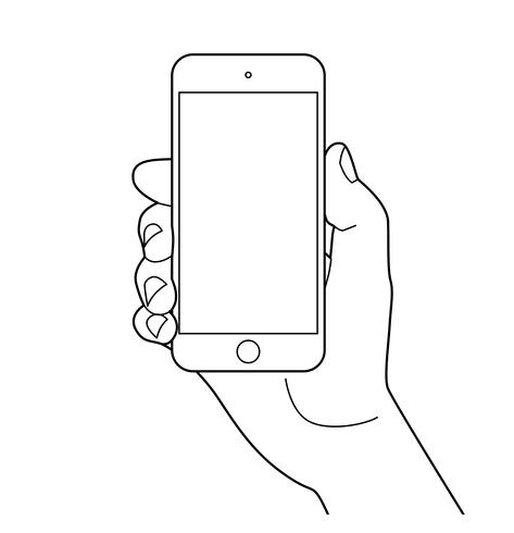 Hand holding smartphone.  vector