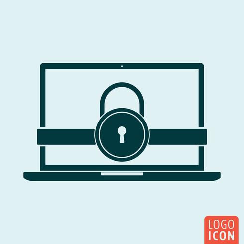 Laptop lock icon vector