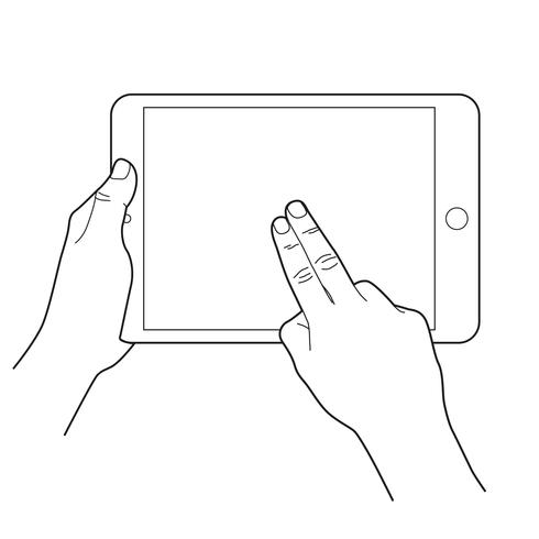 Gesture icon for tablet touch devices. Two finger.  vector