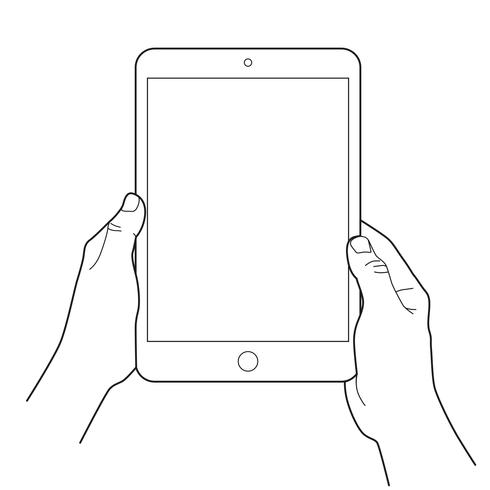 Hand holding a tablet touch devices.  vector