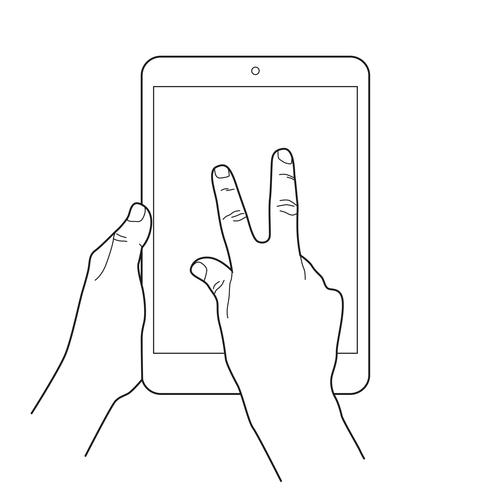 Zoom out gesture icon for tablet touch devices. vector