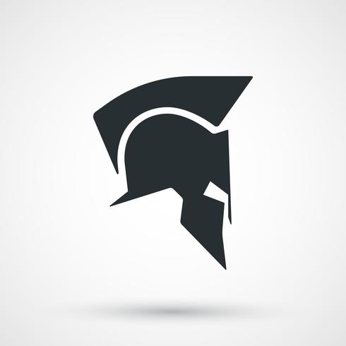 Spartan helmet icon, silhouette. Greek, gladiator, legionnaire, warrior symbol vector