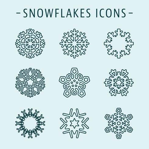 Set snowflakes icons vector