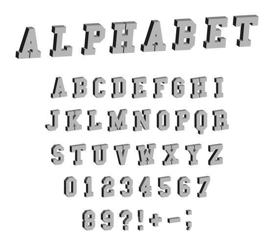 Isometric font alphabet vector