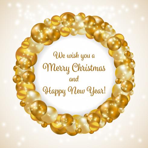 Gold Christmas wreath vector