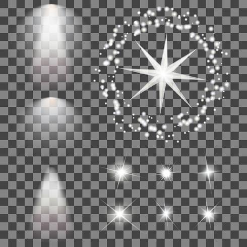 Luces brillantes y estrellas vector