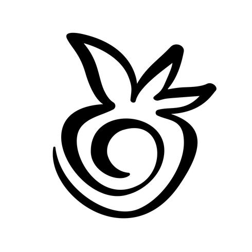 Strawberry hand drawn outline doodle icon. Vector sketch Logo illustration of healthy berry - fresh raw strawberry for print, web, mobile and infographics isolated on white background