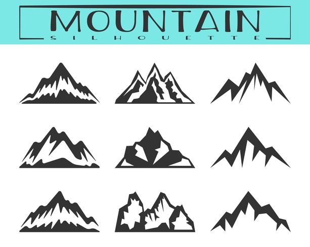 Conjunto de silueta de montaña vector