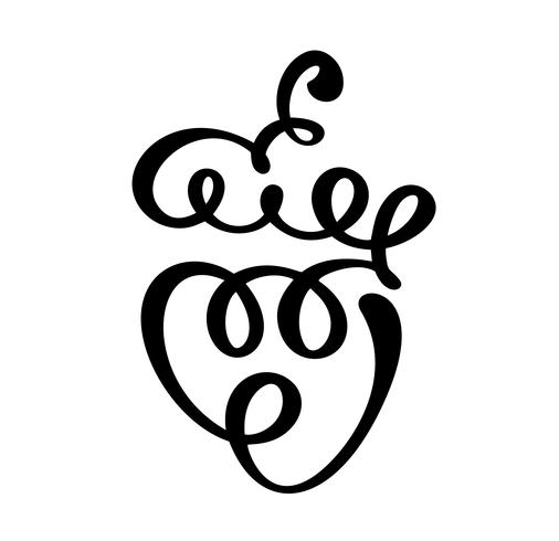 Mano de vector dibujado manojo de uvas contorno icono doodle fruta. Manojo de uvas boceto ilustración para logotipo, impresión, web, móvil e infografía aislado sobre fondo blanco