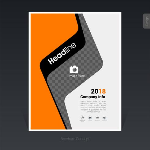 Black and orange business brochure template, cover design - Vector Illustration