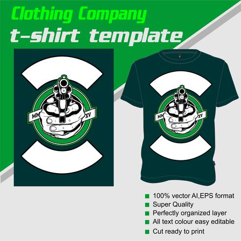 Download T-shirt template, fully editable with gun vector ...