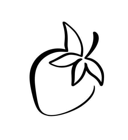 Strawberry hand drawn outline doodle icon. Vector sketch Logo illustration of healthy berry - fresh raw strawberry for print, web, mobile and infographics isolated on white background