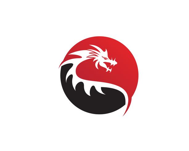 dragon flat color logo template vector illustration