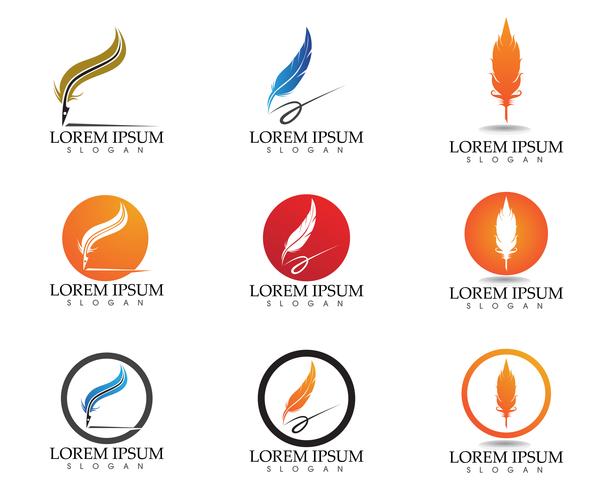 Feather pen write sign logo template app icons vector