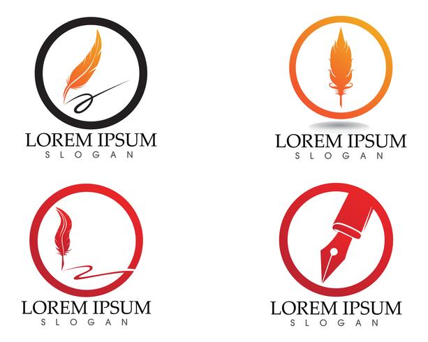 Pluma pluma escribir signo logo plantilla aplicación iconos vector