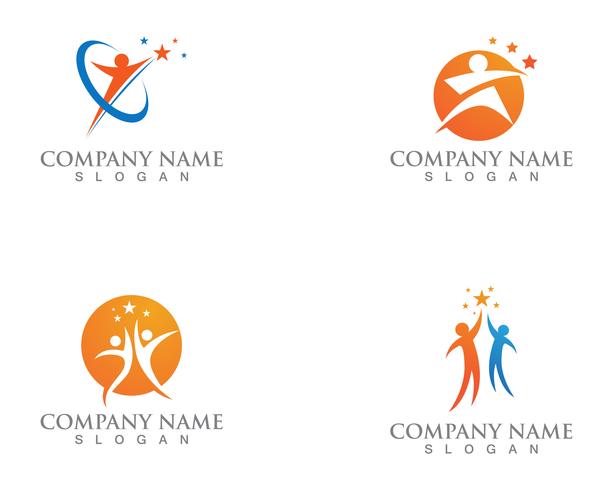 Star people Logo Success Template vector icon illustration design