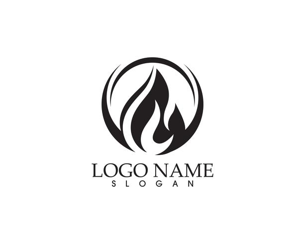 Plantilla de iconos de logotipo y símbolos de la naturaleza de la llama de fuego vector