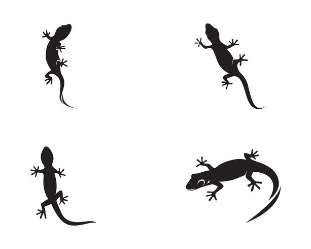 Lizard Chameleon Gecko Silhouette black vector 10